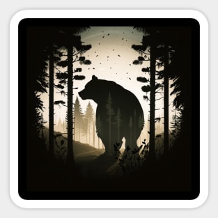 Forest with Bear Silhouette, Adventure Sticker